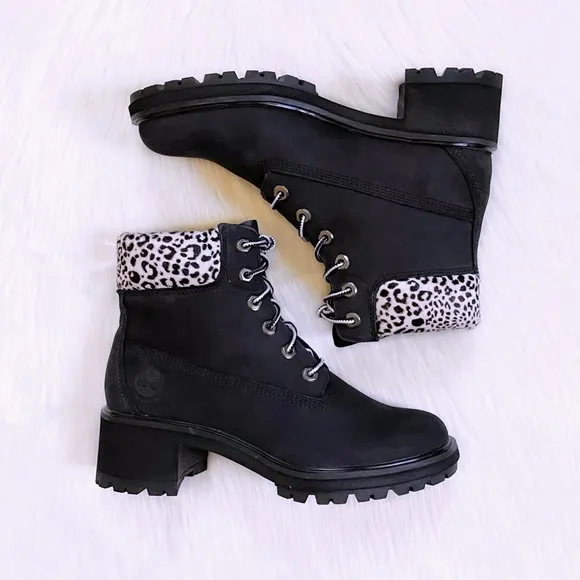 Timberland Kinsley 6 Inch Waterproof Boots In Black Snow Leopard