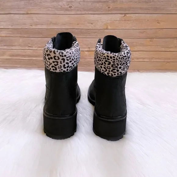 Timberland Kinsley 6 Inch Waterproof Boots In Black Snow Leopard