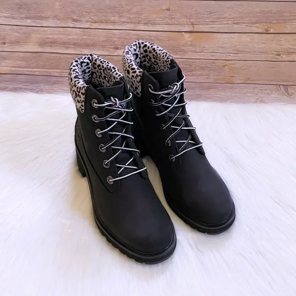 Timberland Kinsley 6 Inch Waterproof Boots In Black Snow Leopard