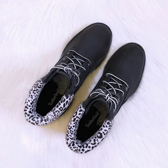 Timberland Kinsley 6 Inch Waterproof Boots In Black Snow Leopard
