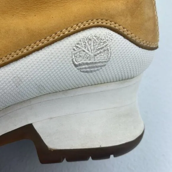 Timberland Lace-Up Boots Platform Calf-Height Leather Camel/White Upper RARE!
