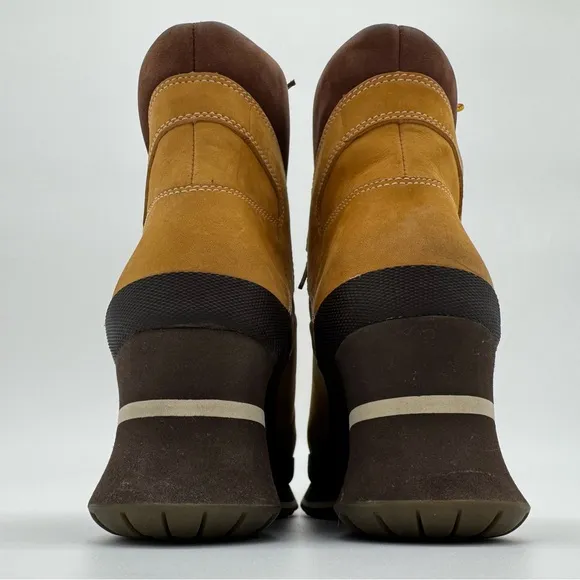 Timberland Leather Tan/Brown Wedge Heel Boots Size 8