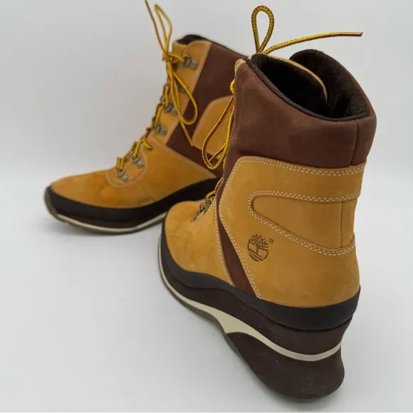 Timberland Leather Tan/Brown Wedge Heel Boots Size 8