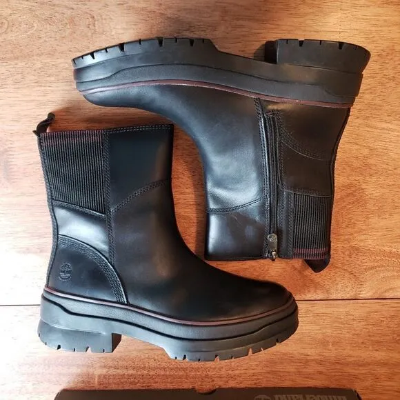 Timberland Malynn Black Full Grain Leather Chukka Boots 7 Waterproof Womens NEW