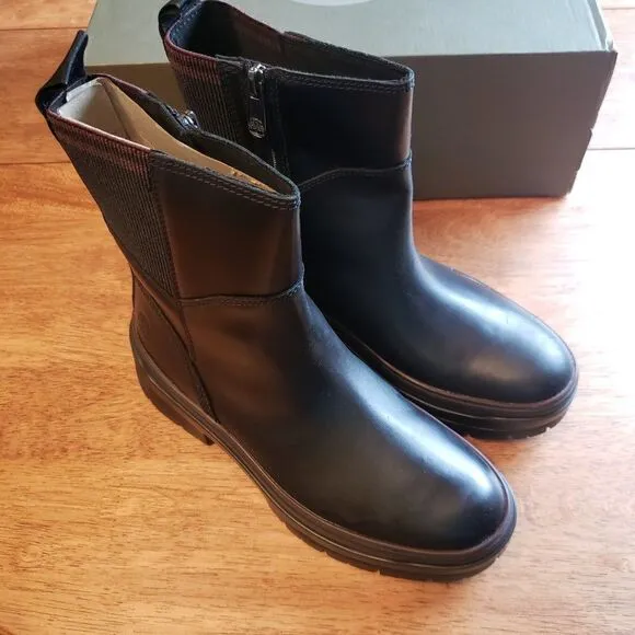 Timberland Malynn Black Full Grain Leather Chukka Boots 7 Waterproof Womens NEW