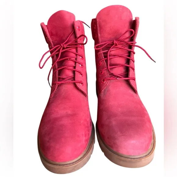 TIMBERLAND Men’s 11.5 Classic Waterproof 6-inch Red Boots Nubuck A41UR EUC