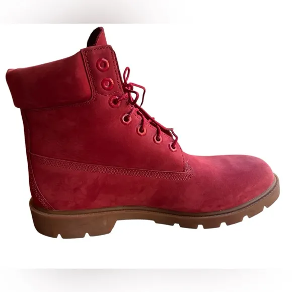TIMBERLAND Men’s 11.5 Classic Waterproof 6-inch Red Boots Nubuck A41UR EUC