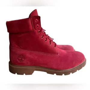 TIMBERLAND Men’s 11.5 Classic Waterproof 6-inch Red Boots Nubuck A41UR EUC