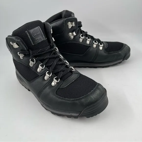 Timberland Men’s GT Sramble Mid Black Leather Hiking Boots - Size 10
