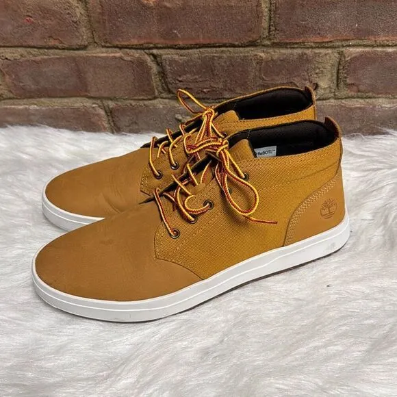 Timberland Men’s Tan Leather/Fabric Davis Square Chukka Sneaker Boots 11