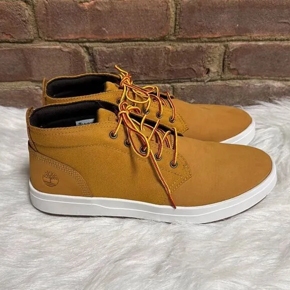 Timberland Men’s Tan Leather/Fabric Davis Square Chukka Sneaker Boots 11