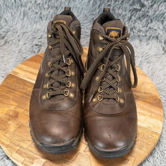 Timberland Mt. Maddsen Waterproof Mid Hiker Dark Brown Leather Boots Mens Sz 13
