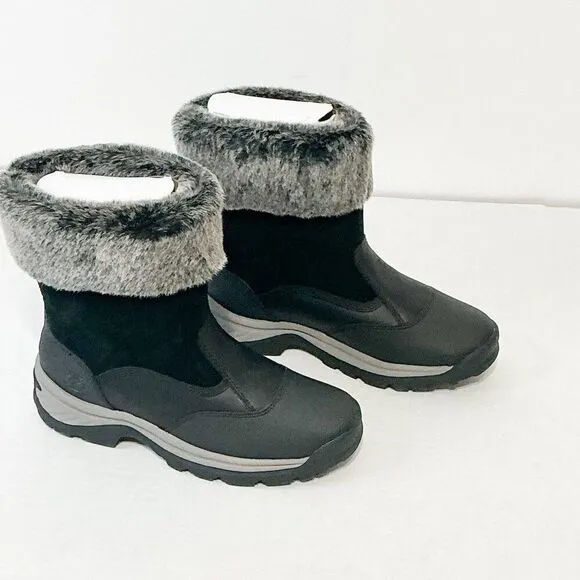 Timberland NWB Sz 9 Jet Black White Ledge Mid PrimaLoft Pull-On Snow Boots