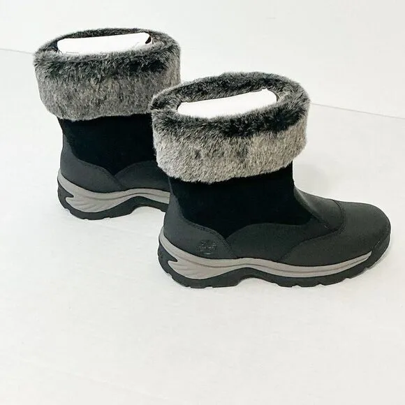 Timberland NWB Sz 9 Jet Black White Ledge Mid PrimaLoft Pull-On Snow Boots