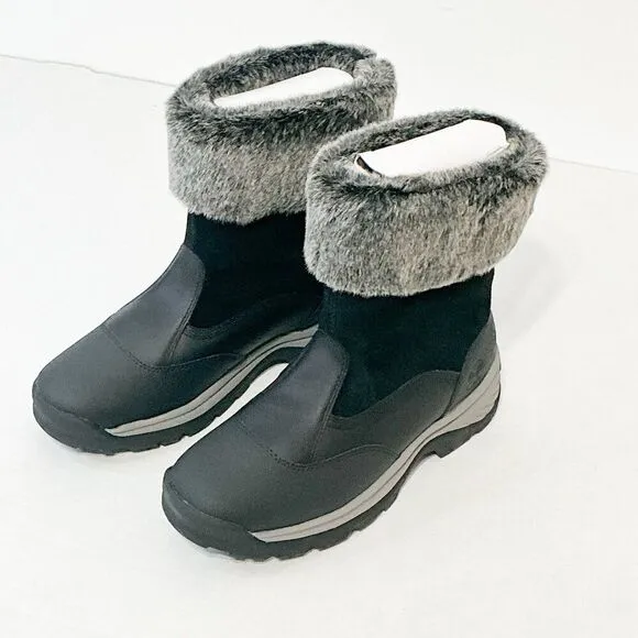 Timberland NWB Sz 9 Jet Black White Ledge Mid PrimaLoft Pull-On Snow Boots
