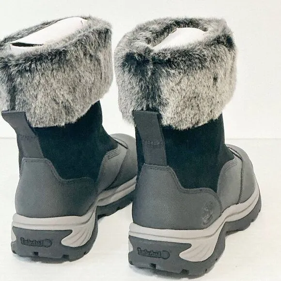 Timberland NWB Sz 9 Jet Black White Ledge Mid PrimaLoft Pull-On Snow Boots