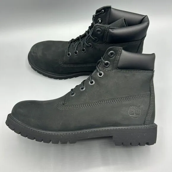 Timberland Premium 6 Inch Waterproof Boots Color Black Nubuck Size 6.5 Juniors