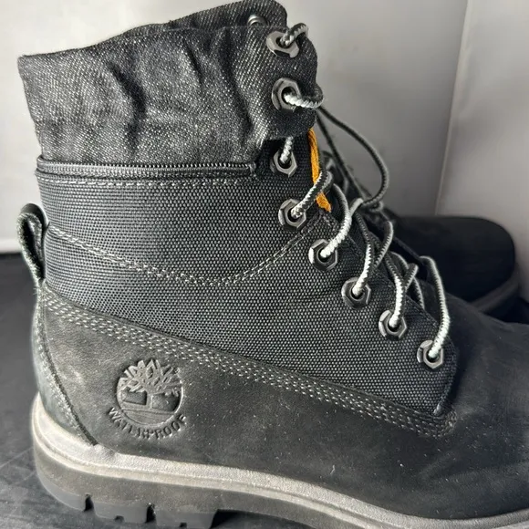 Timberland Premium Boots size 7W black orange waterproof