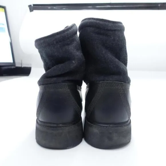 Timberland Roll Top Boots Men's US 8M Black Leather Lace Up Round Toe Waterproof