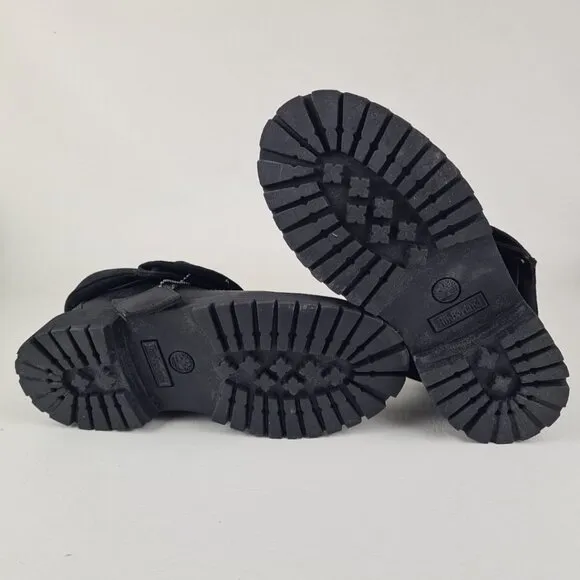 Timberland Script Roll Top Boots Little Kids Black Leather