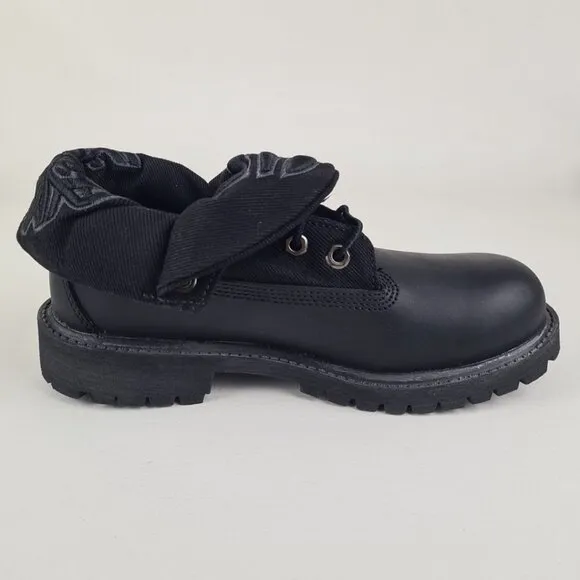 Timberland Script Roll Top Boots Little Kids Black Leather