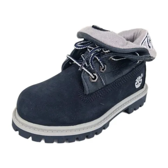 Timberland Script Roll Top TODDLER Boots Waterproof NAVY Leather Size 8