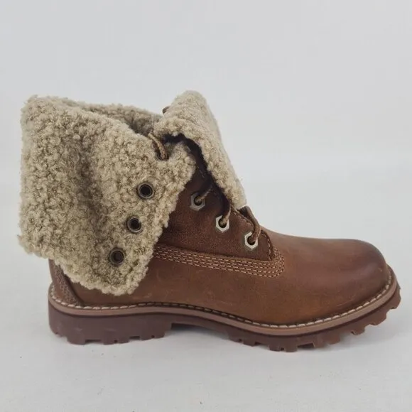 Timberland Shearling Boots Waterproof Brown Leather Toddler