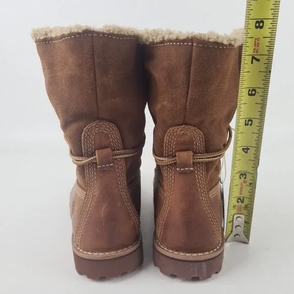 Timberland Shearling Boots Waterproof Brown Leather Toddler