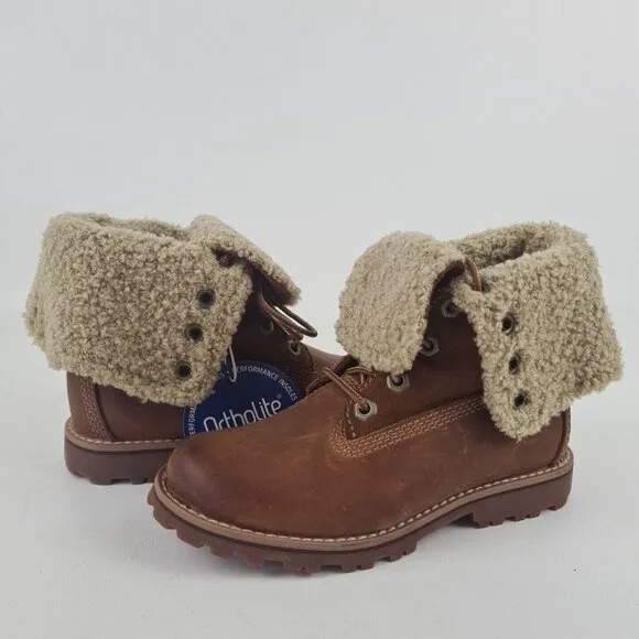 Timberland Shearling Boots Waterproof Brown Leather Toddler