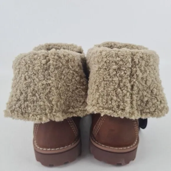 Timberland Shearling Boots Waterproof Brown Leather Toddler