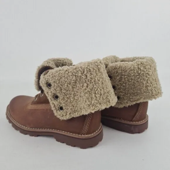 Timberland Shearling Boots Waterproof Brown Leather Toddler