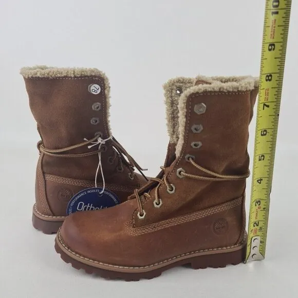Timberland Shearling Boots Waterproof Brown Leather Toddler