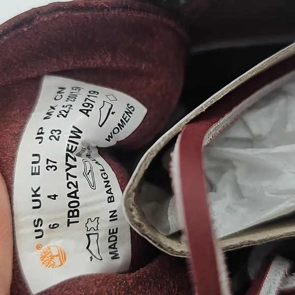 Timberland Stone Street Platform Burgundy Mid Leather Boot Womens Size 6