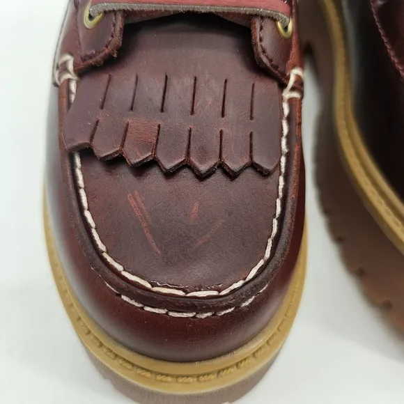 Timberland Stone Street Platform Burgundy Mid Leather Boot Womens Size 6