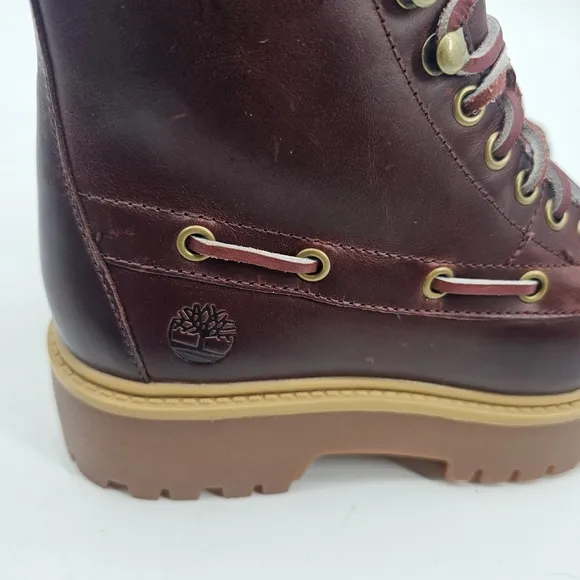 Timberland Stone Street Platform Burgundy Mid Leather Boot Womens Size 6