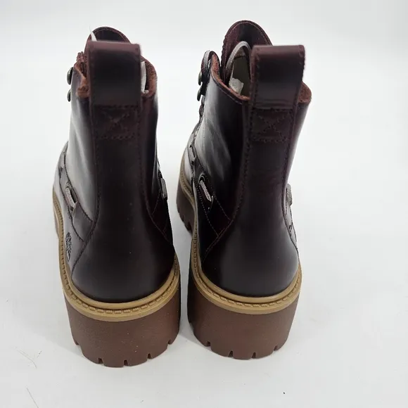 Timberland Stone Street Platform Burgundy Mid Leather Boot Womens Size 6