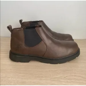 TIMBERLAND Waterproof Brown Black Leather Low Work boots Hard toe- Men 11