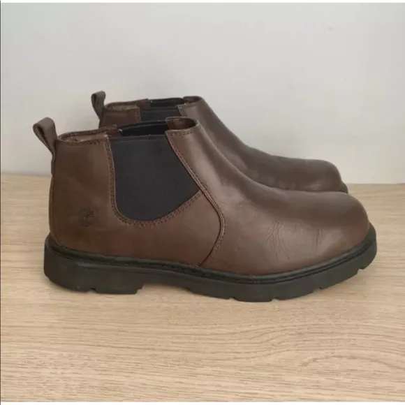 TIMBERLAND Waterproof Brown Black Leather Low Work boots Hard toe- Men 11