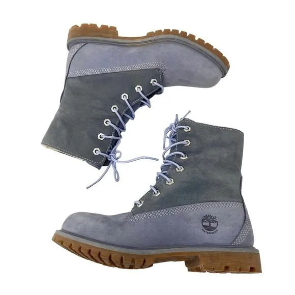Timberland Waterproof Roll-Top Boots Blue Nubuck SZ 6