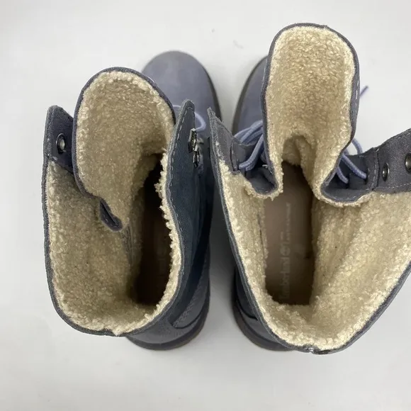 Timberland Waterproof Roll-Top Boots Blue Nubuck SZ 6