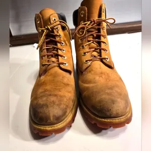 TIMBERLAND WHEAT CLASSIC LACE-UP MEN'S LEATHER TANBOOTS 6&quot; SIZE11