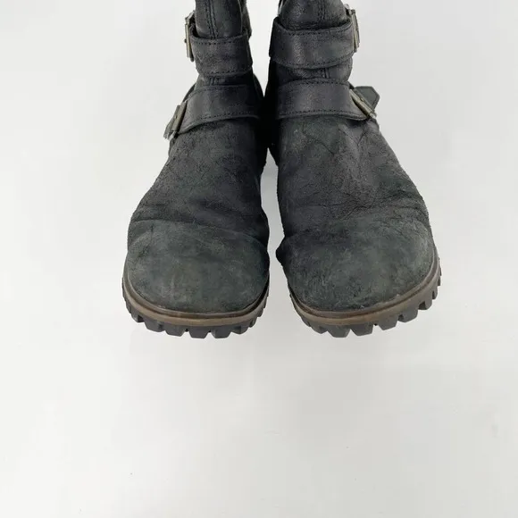 Timberland Wheelright Boots Shoes Sz 11 Black Leather Suede Wide Calf Knee High