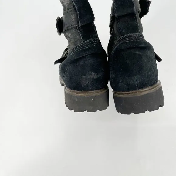 Timberland Wheelright Boots Shoes Sz 11 Black Leather Suede Wide Calf Knee High