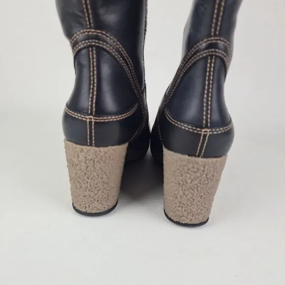 Timberland Women Monogram Tall Classic Boots Black Lhtr Fashion Size 8
