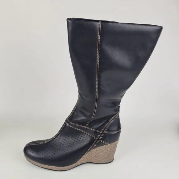 Timberland Women Monogram Tall Classic Boots Black Lhtr Fashion Size 8