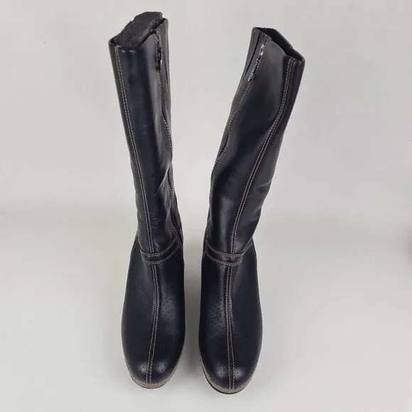 Timberland Women Monogram Tall Classic Boots Black Lhtr Fashion Size 8