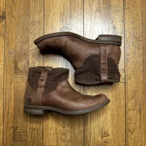 Timberland Womens Savin Hill‎ Brown Open Weave Crochet Ankle Boots Booties sz 8