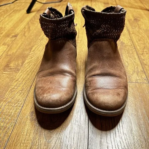 Timberland Womens Savin Hill‎ Brown Open Weave Crochet Ankle Boots Booties sz 8