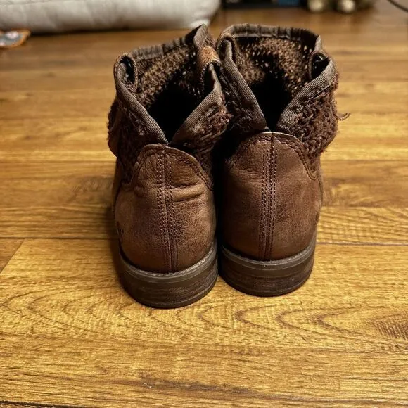 Timberland Womens Savin Hill‎ Brown Open Weave Crochet Ankle Boots Booties sz 8