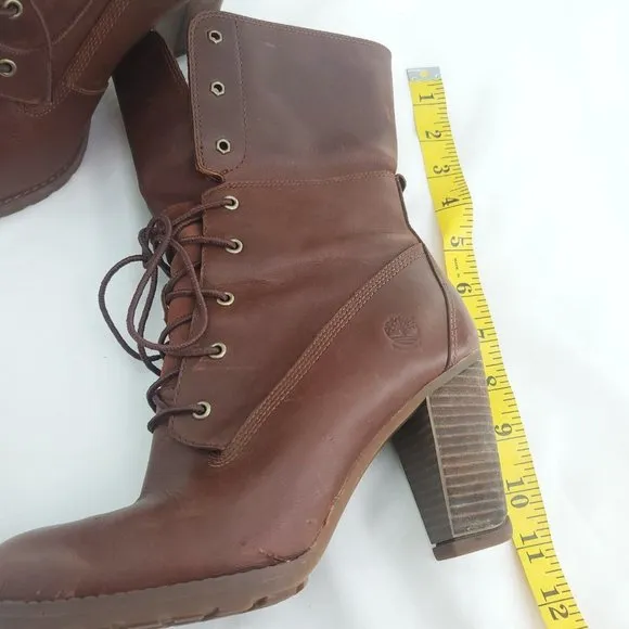 Timberland Womens Stratham Heights Brown Leather Fold Down Waterproof Bo…